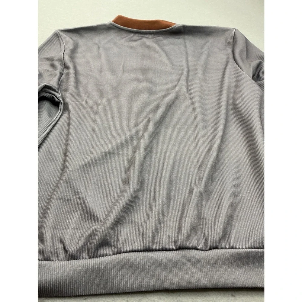 Ribbed Quarter‎ Zip Freedom Graphic Pullover XL Grey Streetwear NWT